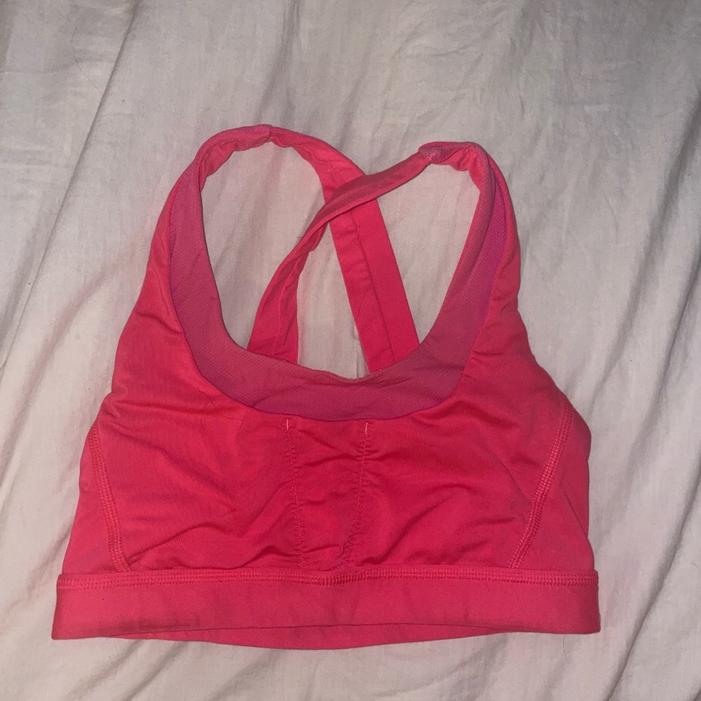 Neon pink lululemon sports bra